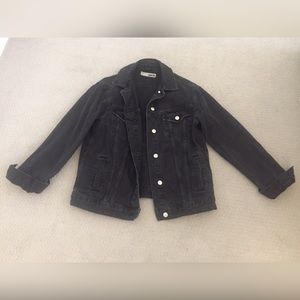 Topshop Oversized Black Faded Denim Jacket US 4
